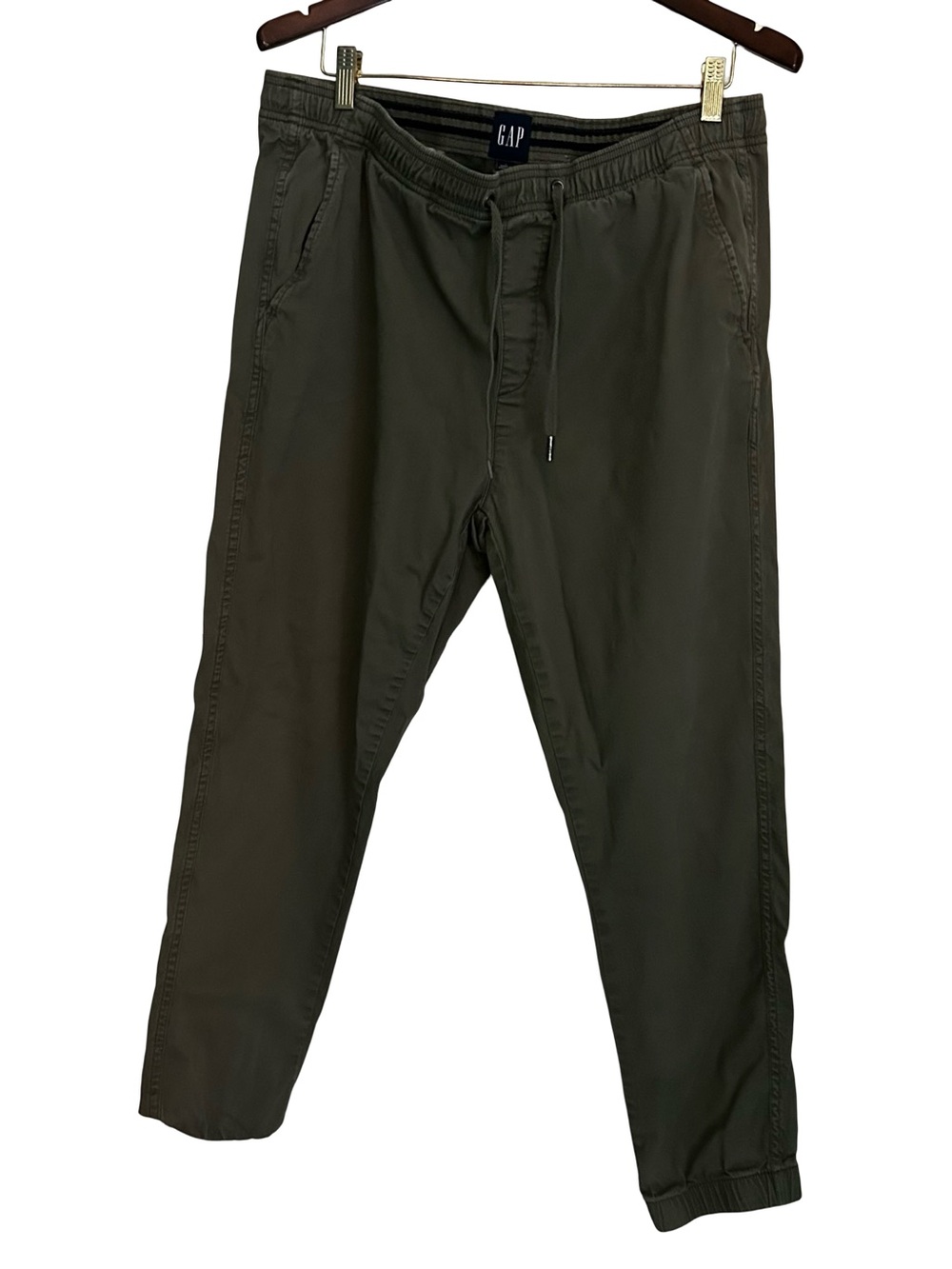 GAP Men's Olive Green Elastic Waist Joggers
